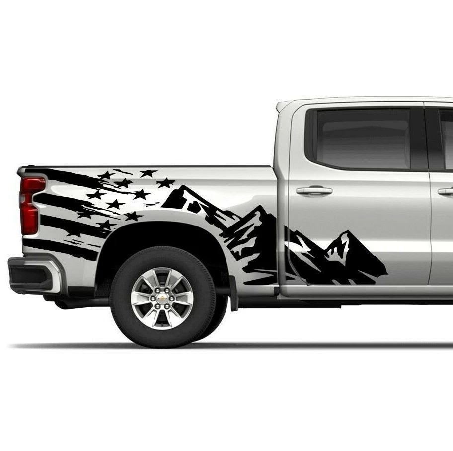 Gráficos de bandera de montaña para Chevrolet Silverado 1500 2500 platón EE. UU. calcomanías pegatinas Foto 3 de 4