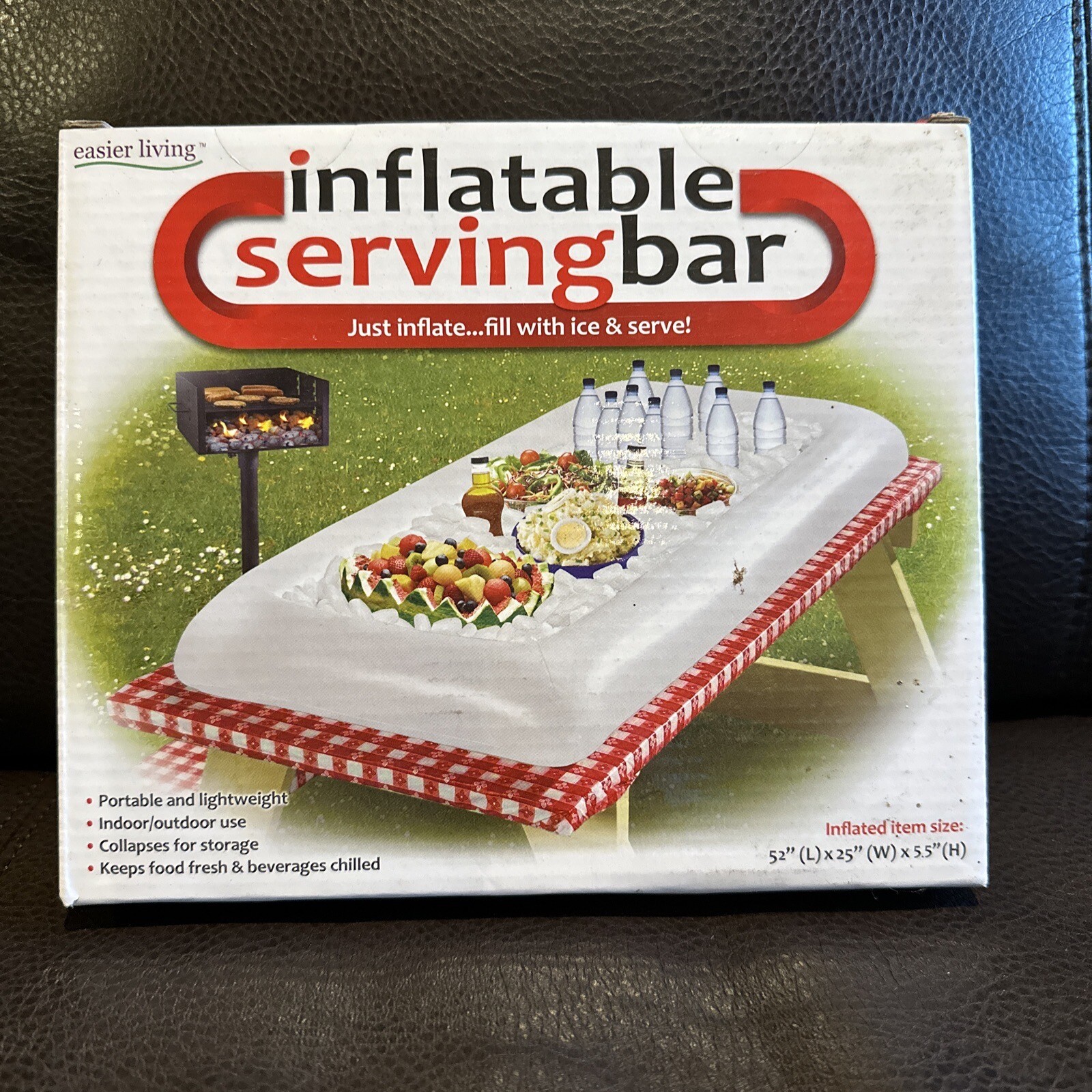 Easier Living Inflatable Cooler Serving Bar Food & Drink Keeps Cold 52x25x5.5"  