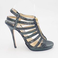 Jimmy Choo Green Elaphe Snakeskin Gladiator Caged Sandals Heels EU 36.5