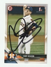 Cody Deason Signed 2018 Bowman Draft Card #BD-194 Auto Houston Astros COA