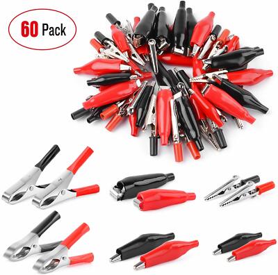 Nilight 60Pcs Metal Alligator Clip Assortment Test Lead Electrical Battery Clamp