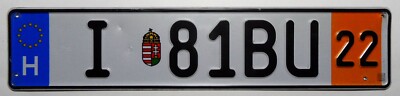 Nummernschild Europa Ungarn Export/Zoll mit Wappen von 2022 abgelaufen.
