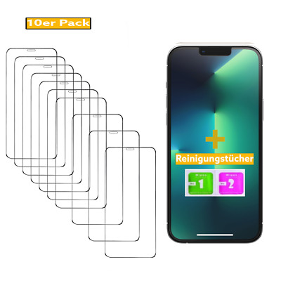 10x Harte Panzerfolie Premium 9H Displayschutzglas für iPhone 13 Pro MAX 14 Plus