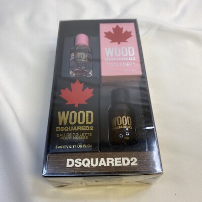 Dsquared2 Wood Eau De Toilette Men & Women Cologne & Perfume Set .17oz Each NWT
