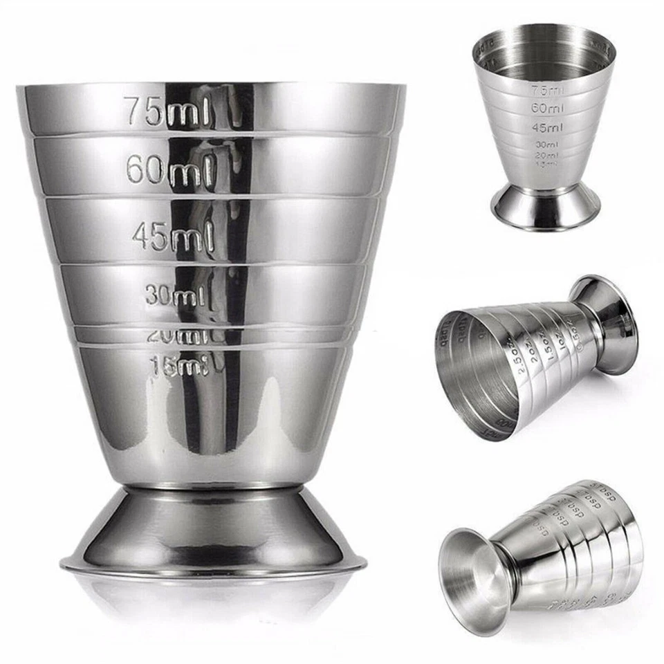 Acier Inoxydable 75 ml Spirit cocktails mesurer tasses Jigger alcool Bartending - Photo 1/4