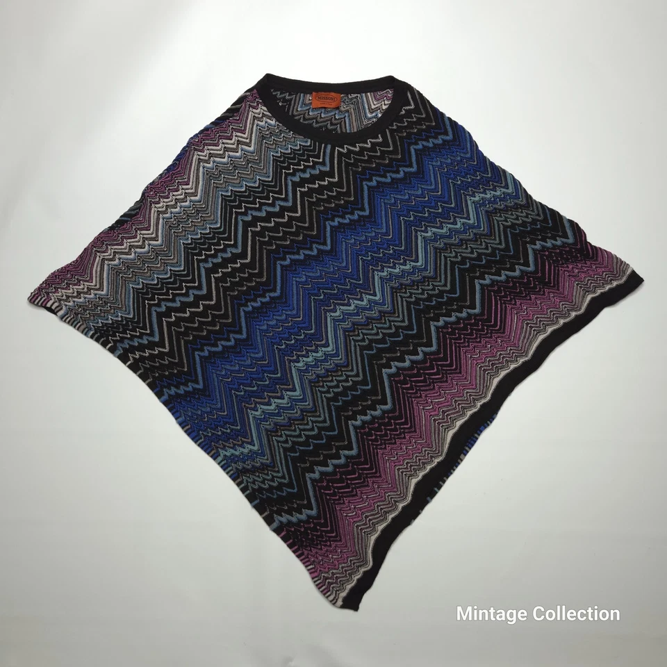 Missoni Mujer 20" x 26" Multicolor Tejido Lana Onda Chal Poncho Warp Bufanda Foto 2 de 4