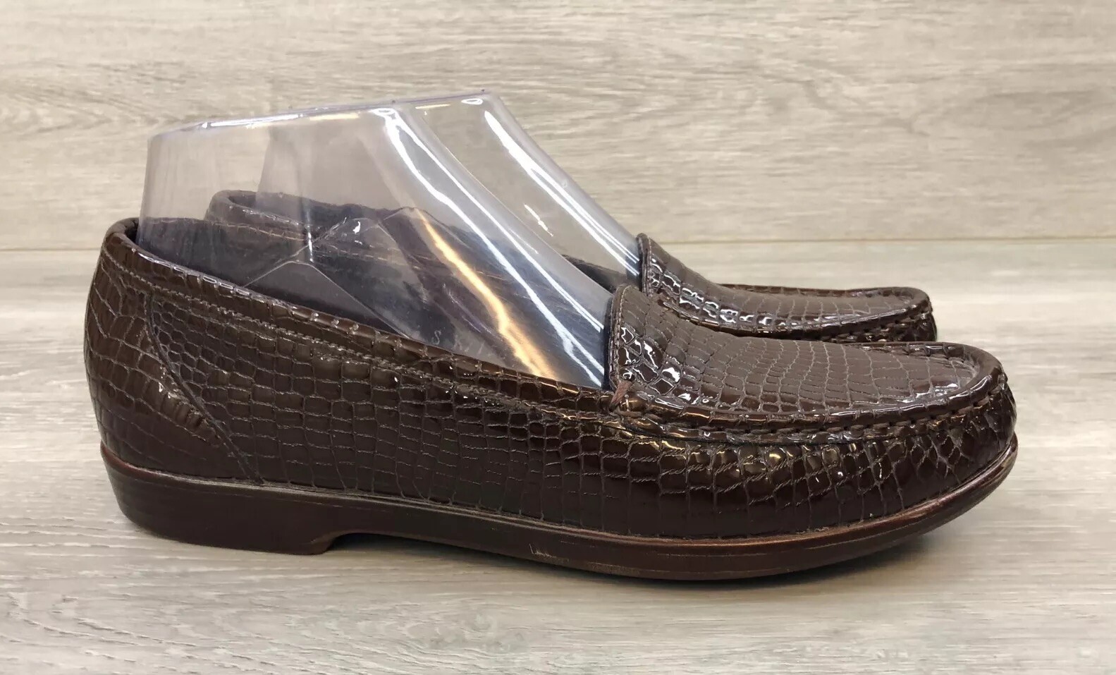 SAS Tripad Comfort K7156299 Women 8.5 Brown Leather Crocodile Print Loafer Shoes