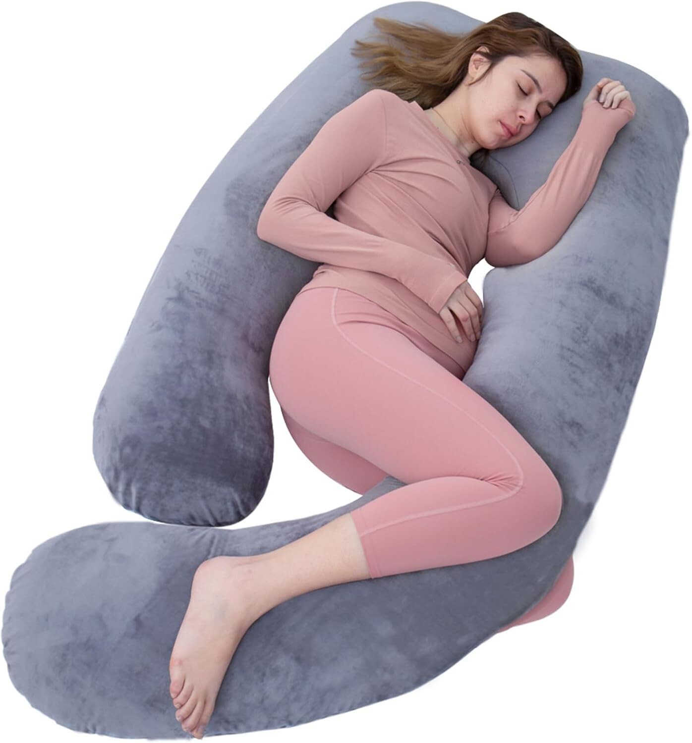 60in Full Body Maternity Pillow for Nursing Pregnancy Comfort Extra Large U-Shaped Support  -image