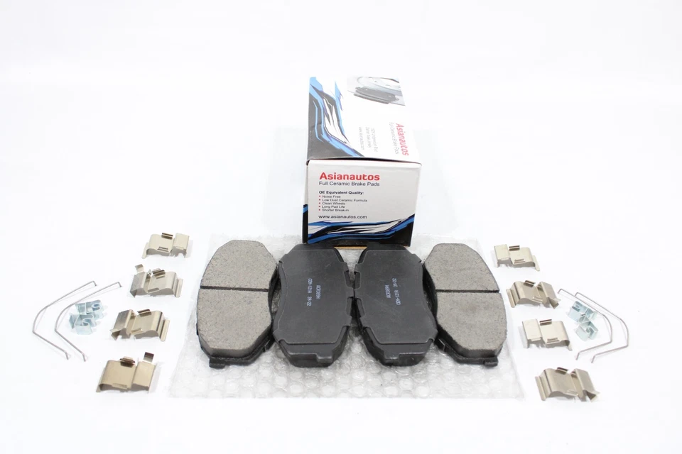 Pastillas de freno delanteras de cerámica completa Asianautos con herrajes para Dodge Conquest 84-86 Foto 2 de 4