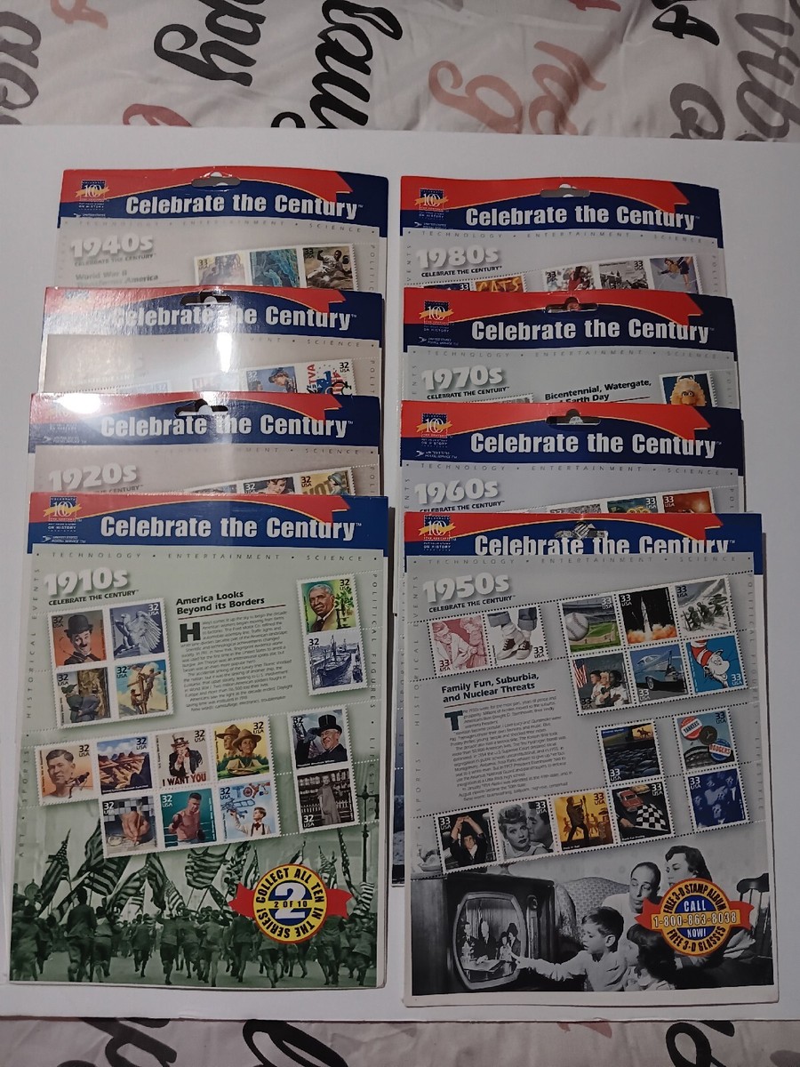 Celebrate the Century Set Of 8 1910-1990 Sheet of Fifteen 33 Cent