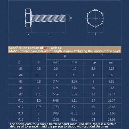 Hex Screws Grade 12.9 Hexagon Bolts High Tensile Screw M6 M8 M10 M12- M16 DIN933 - Picture 2 of 7
