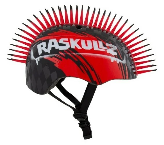 Raskullz Hawk Mohawk Black Red Bike Helmet Child Kids Boys 5 50