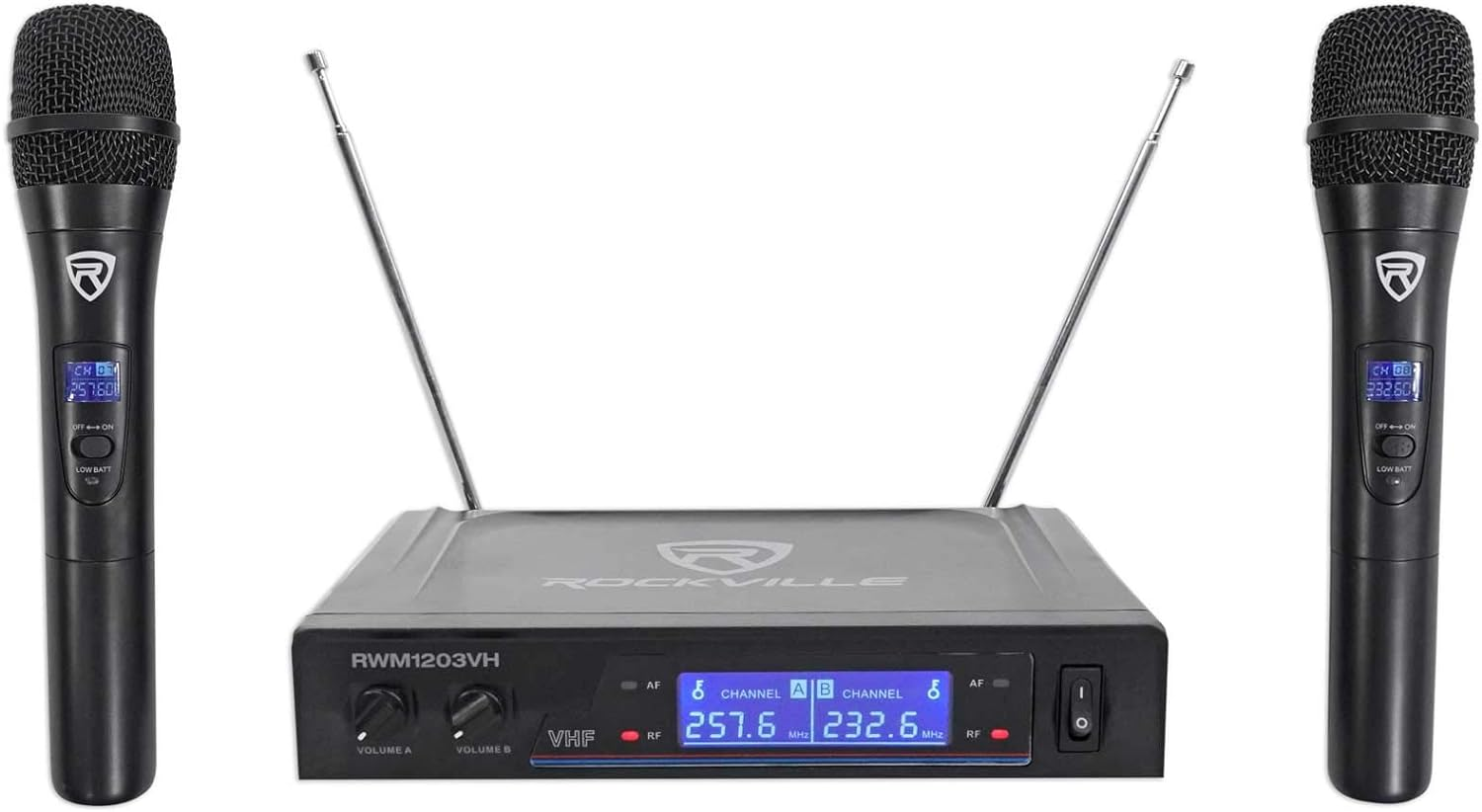 RWM1203VH VHF Wireless Dual Handheld Microphone System/Digital Display, Black