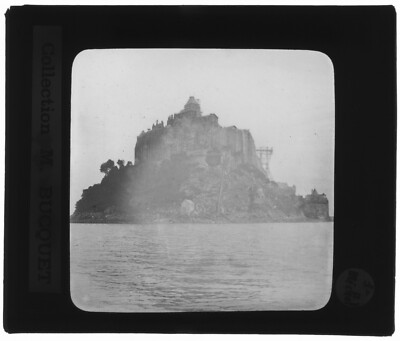 Le Mont Saint-Michel, altes Foto Glasplatte, positiv 8,5x10 cm