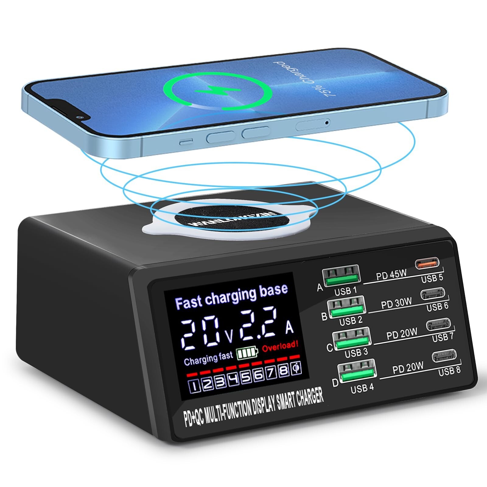 100W 8-Port USB Charging Station for Multiple Devices-image