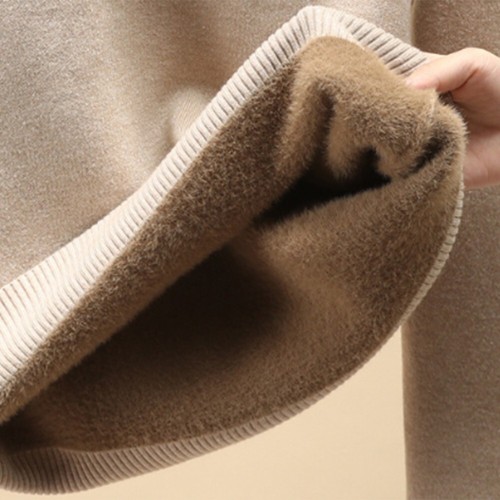 Cozy Women's Knitted Pullover Tops Thicken Fleece Lined Winter Sweater UK - Picture 6 of 48
