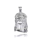 .925 Sterling Silver Jesus Christ Head Diamond Cut Pendant Necklace
