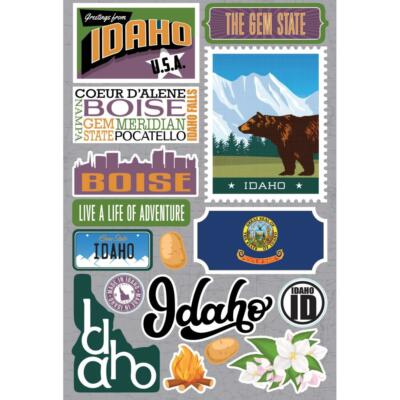 Crafts Stickers 3D Idaho Gem State Shape License Plate Flower Coeur D' Alene 