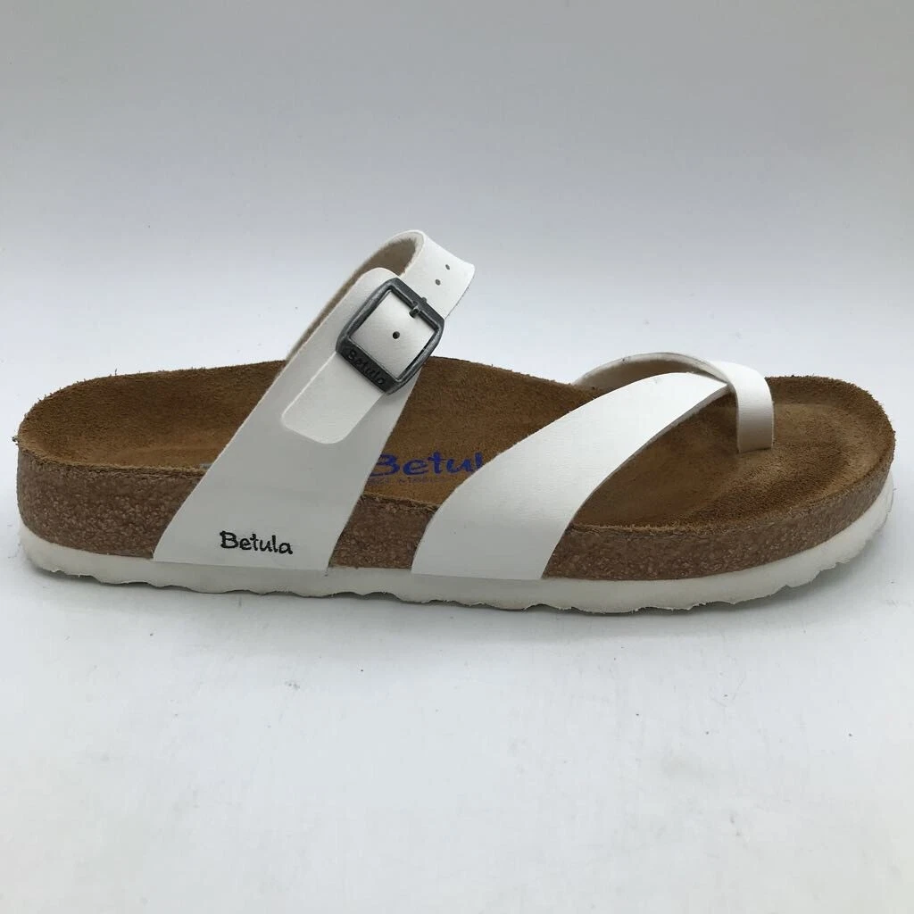 Soft Footbed Betula Mia Sandals White Leather Toe Loop Buckle
