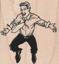 Jumping Man 3 x 3 1/4"Rubber Stamp, Man Stamp, Person Stamp
