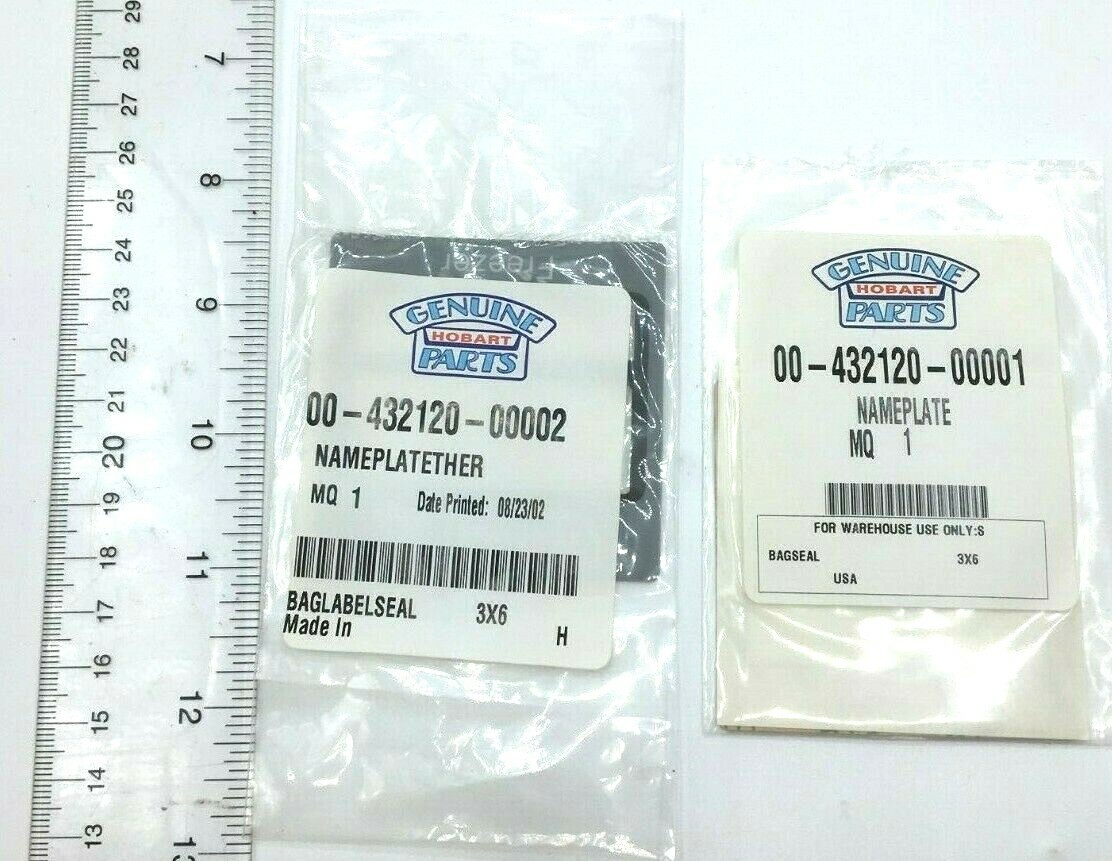 Hobart Nameplates 0043212000001 & 0043212000002 Refrigerator