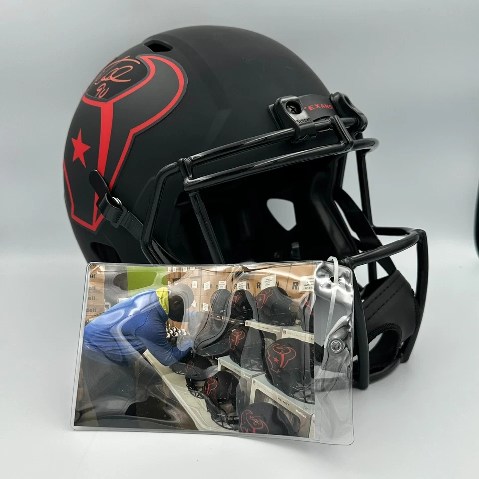 Casco de tamaño completo firmado por Mario Williams Houston Texans Eclipse Radtke certificado de autenticidad NFL Foto 4 de 4