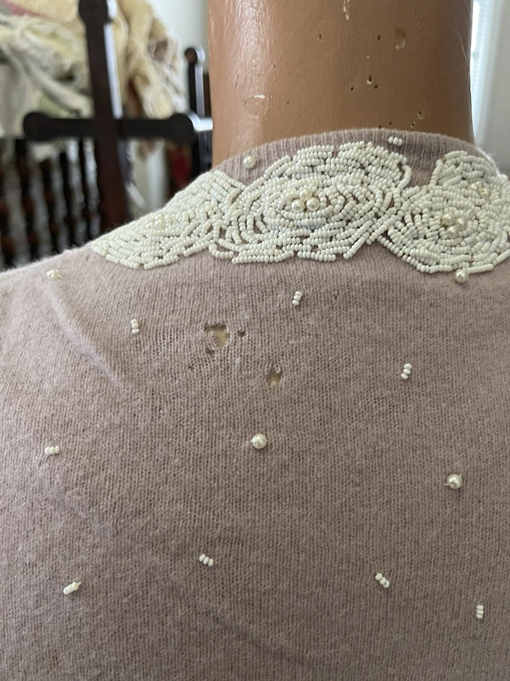 Cárdigan vintage Rockabilly años 50/60 lavanda con cuentas talla mediana Foto 3 de 4