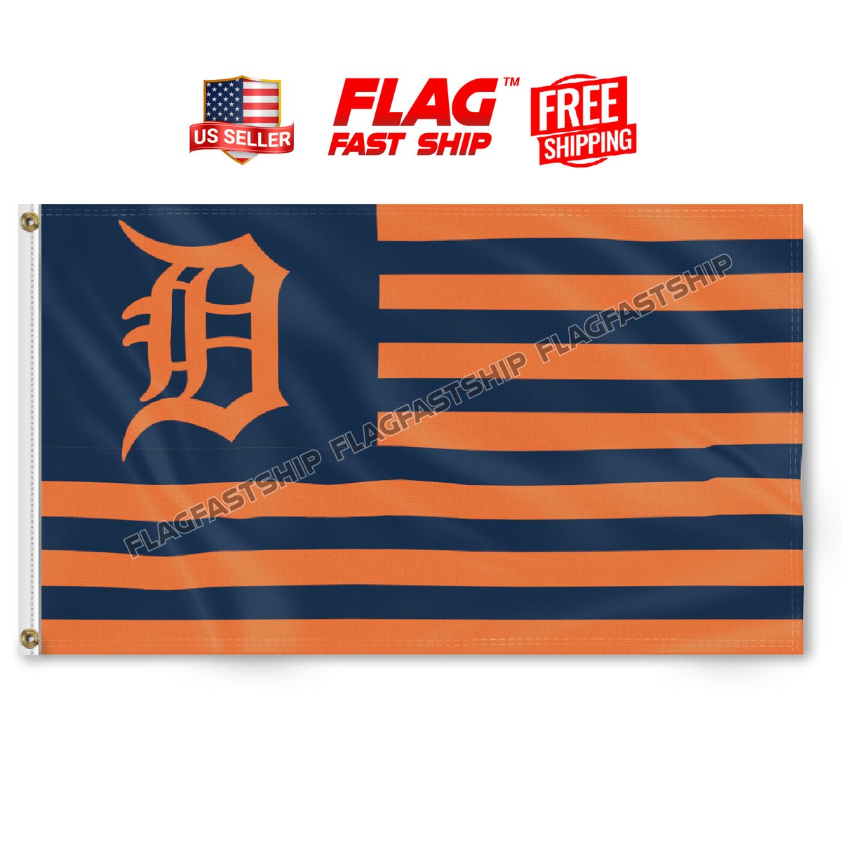 Detroit Tigers Flag 3x5 FT Banner Grommets Cave Man Fast FREE