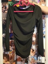 Girl's black skin tight dress with string decoration