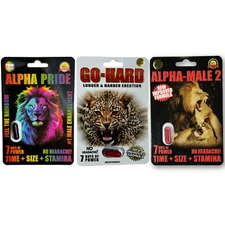 Pride +Good Hard + Alpha Mens Sex Enhancer Pills, (3) Packs | Free Samples