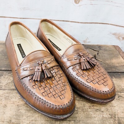 Florsheim Mens Loafer Size 9.5 Kiltie Tassel Learher Woven  display picture 2
