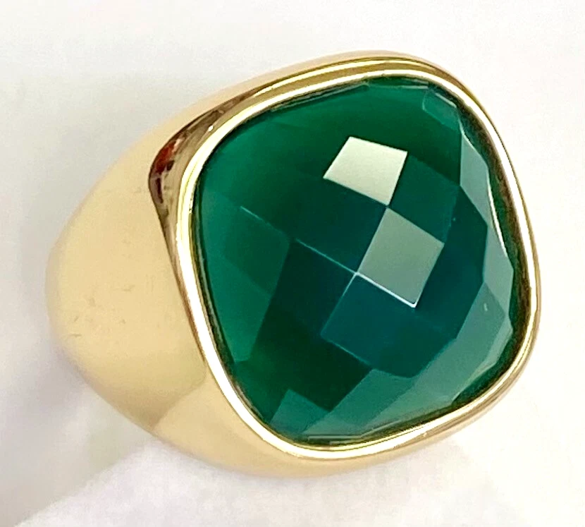 Anillo HSN Bellezza Joyería Colección Bronce Ágata Verde Talla 5 Foto 2 de 4