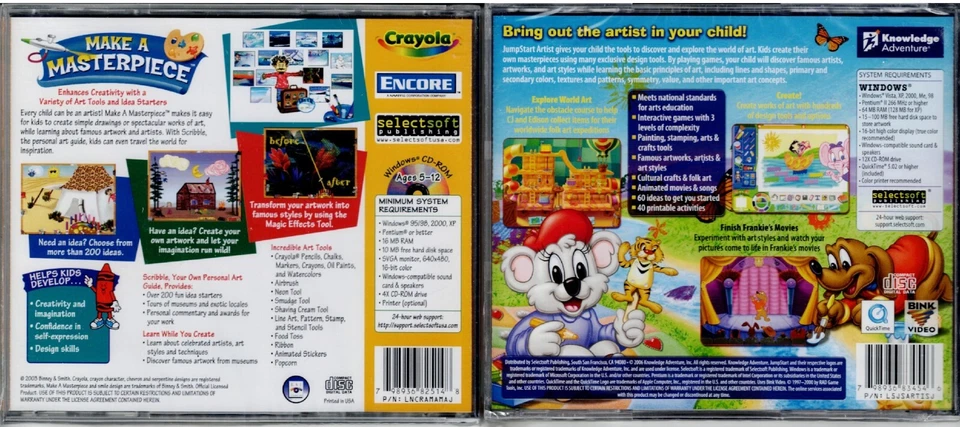 Jumpstart Artist & Crayola Make A Masterpiece Pc Brand New XP Kids Study Art - Image 2 of 2