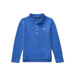 NWT POLO RALPH LAUREN GIRLS STRETCH MESH LONG SLEEVE LITTLE PONY POLO BLUE