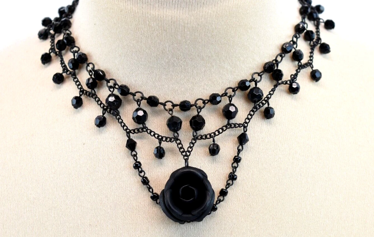 Black 2024 beaded choker