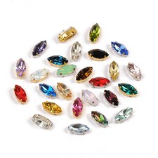 Navette Crystal Multicolor Sewing Stones K9 Glass Sew On Rhinestone With Claw