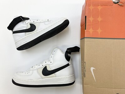 Vintage 2002 DS Nike Air Force High White Black sz leather mesh 