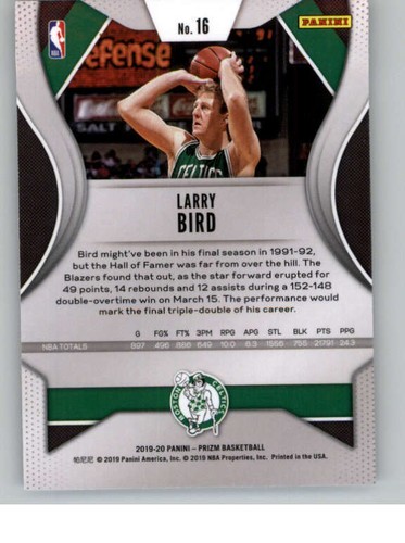 2019-20 Panini Prizm #16 Larry Bird (ref 143947) - Picture 2 of 2