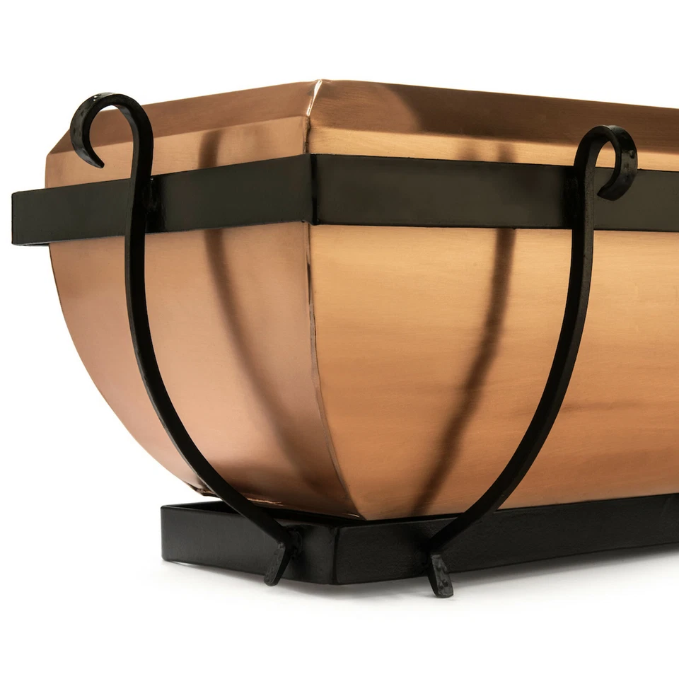 H Potter GAR134B Cobre Ventana Caja Flor Rectangular Metal Maceta 48 pulgadas Foto 2 de 4