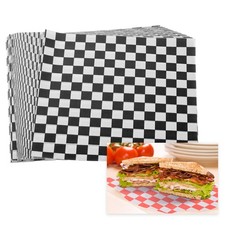 50Pcs Waxed Paper Sheets 7.1" x 7.1" Resistant Food Basket Liners, Black