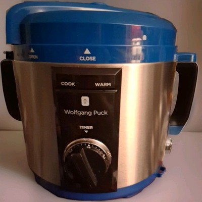 Wolfgang Puck 8 Qt Timer Rapid Pressure Cooker Silver BLUE  PREOWNED