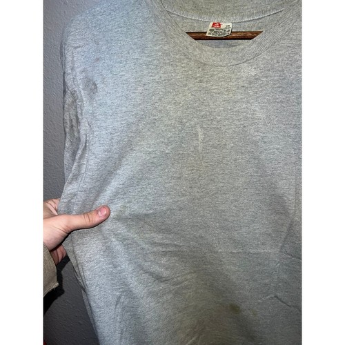 Camicia bianca grigia vintage Hanes made in USA maglietta manica corta anni 90 90 grande macchiata - Foto 2 di 11