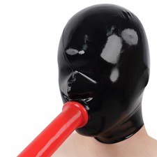 Unisex Latex Hood Micro Eyes Hole Mouth Sheath Rubber Mask Fetish Clubwear