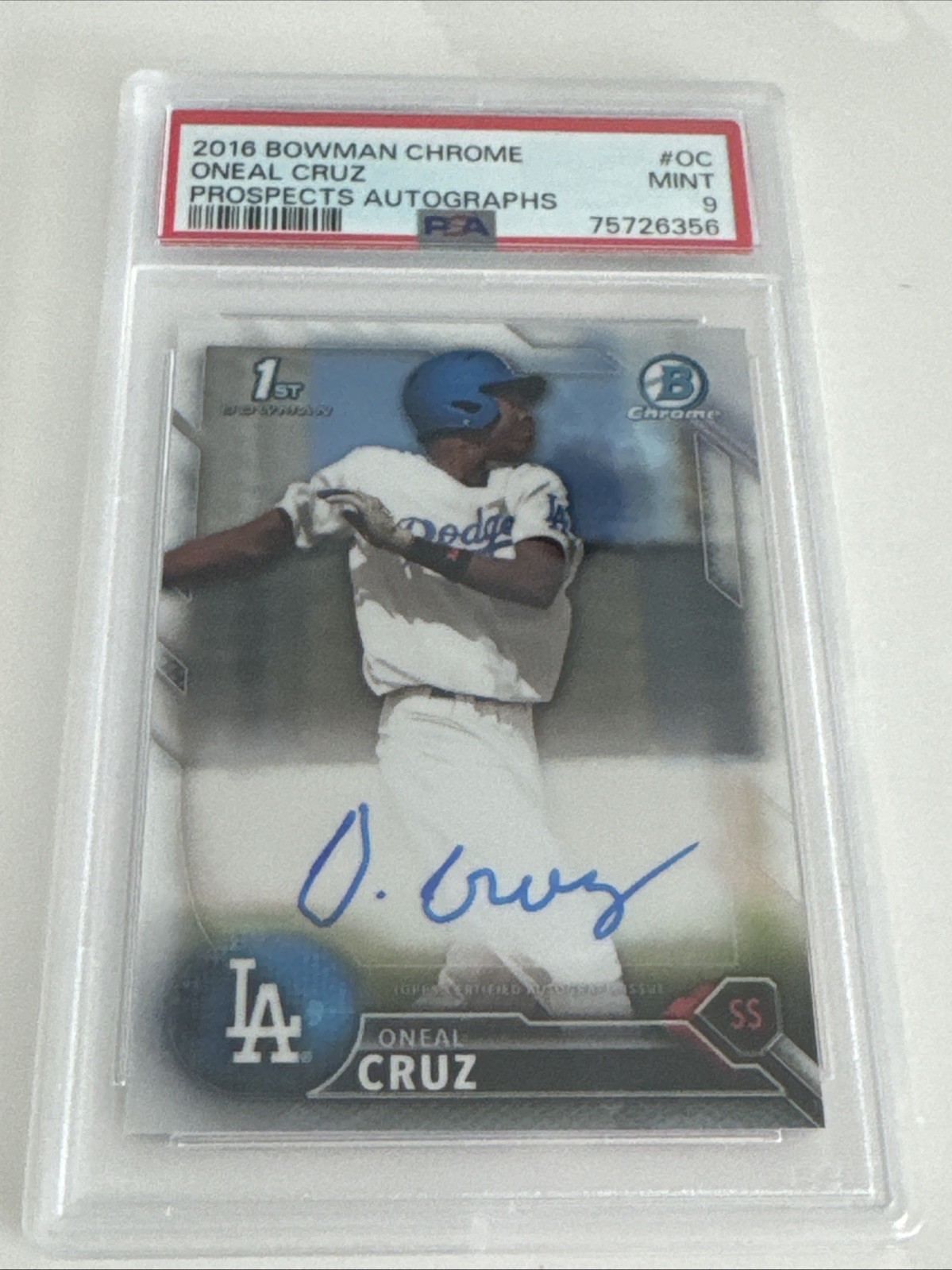 2016 Bowman Chrome Oneal Cruz 1st Bowman Prospect Autograph PSA 9