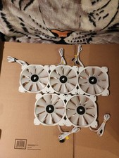 5 X Corsair SP140 RGB ELITE White 140mm PWM Premium PC Fans - Never Used