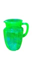 Vintage Anchor Hocking 5.75” Uranium Depression Glass Pitcher Green Princess