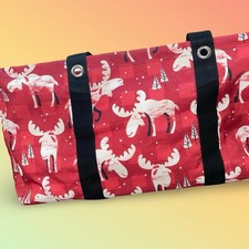 Thirty-One Large Utility Tote Bag Alce Mischief Rosso Plaid Cestino Organizzatore