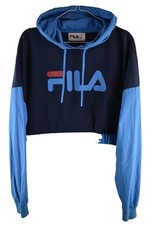 FILA Blue Crop Hoodie size S Womens Pullover Jumper Sports Casual Outdoors
