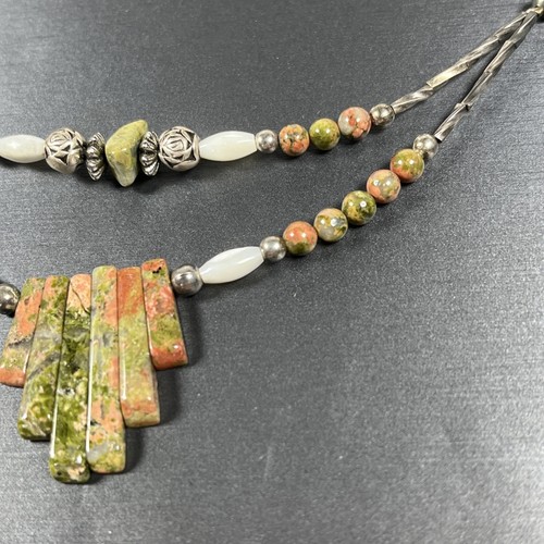 VINTAGE Southwest Liquid Silver Jasper Necklace 19” Choker Unisex - Picture 8 of 21