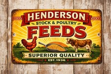 Vintage Farm Feed Store Metal Sign 8x12 Stock Poultry Barn Decor